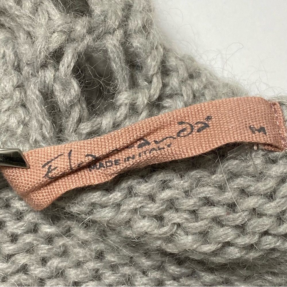 Elsamanda Wool/Mohair Blend Gray Open Knit Shawl Collar Cardigan Women's Size M - Picture 6 of 13